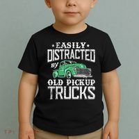 Easily Distracted By Old Pickup Trucks Cute Trucker Toddler T-Shirt thumb 2