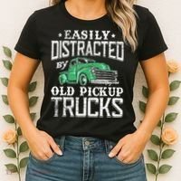 Easily Distracted By Old Pickup Trucks Cute Trucker Women's T-Shirt thumb 2
