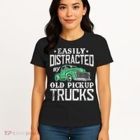 Easily Distracted By Old Pickup Trucks Cute Trucker Women's T-Shirt thumb 4