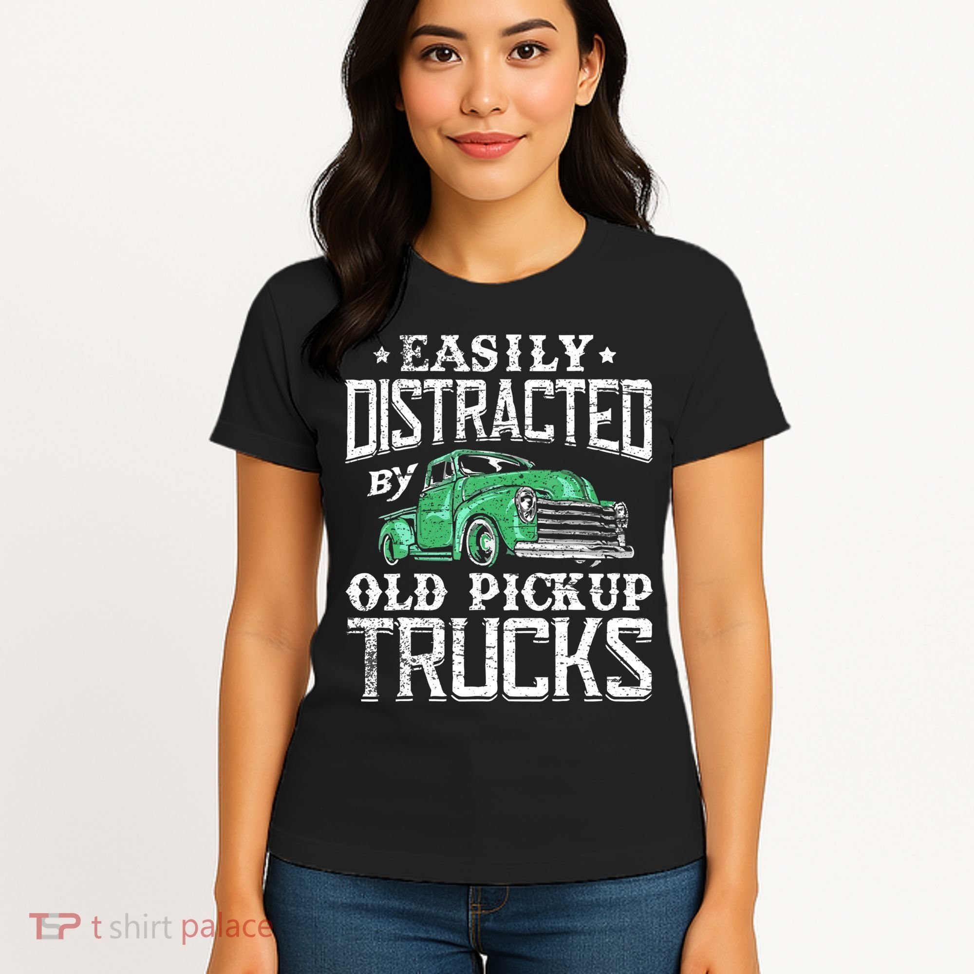 Easily Distracted By Old Pickup Trucks Cute Trucker Women's T-Shirt