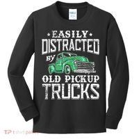 Easily Distracted By Old Pickup Trucks Cute Trucker Kids Long Sleeve Shirt thumb 0
