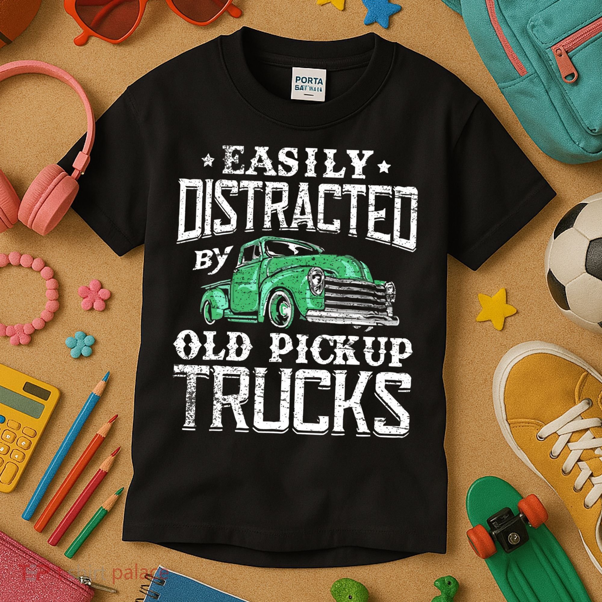 Easily Distracted By Old Pickup Trucks Cute Trucker Kids T-Shirt