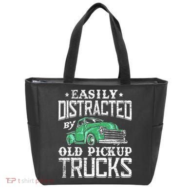 Easily Distracted By Old Pickup Trucks Cute Trucker Tote Bag