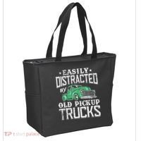 Easily Distracted By Old Pickup Trucks Cute Trucker Tote Bag thumb 2