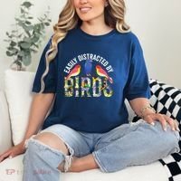 Easily Distracted By Birds Funny Bird Wtahers Comfort Colors T-Shirt thumb 2