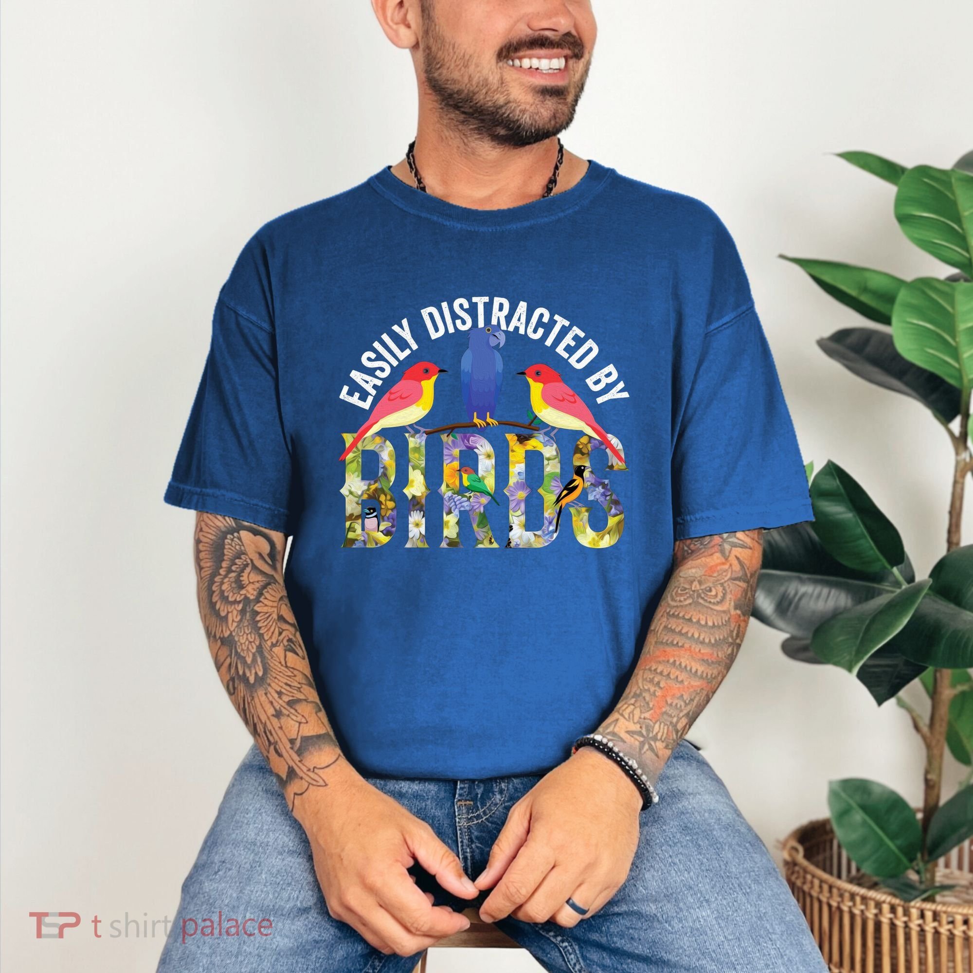 Easily Distracted By Birds Funny Bird Wtahers Comfort Colors T-Shirt