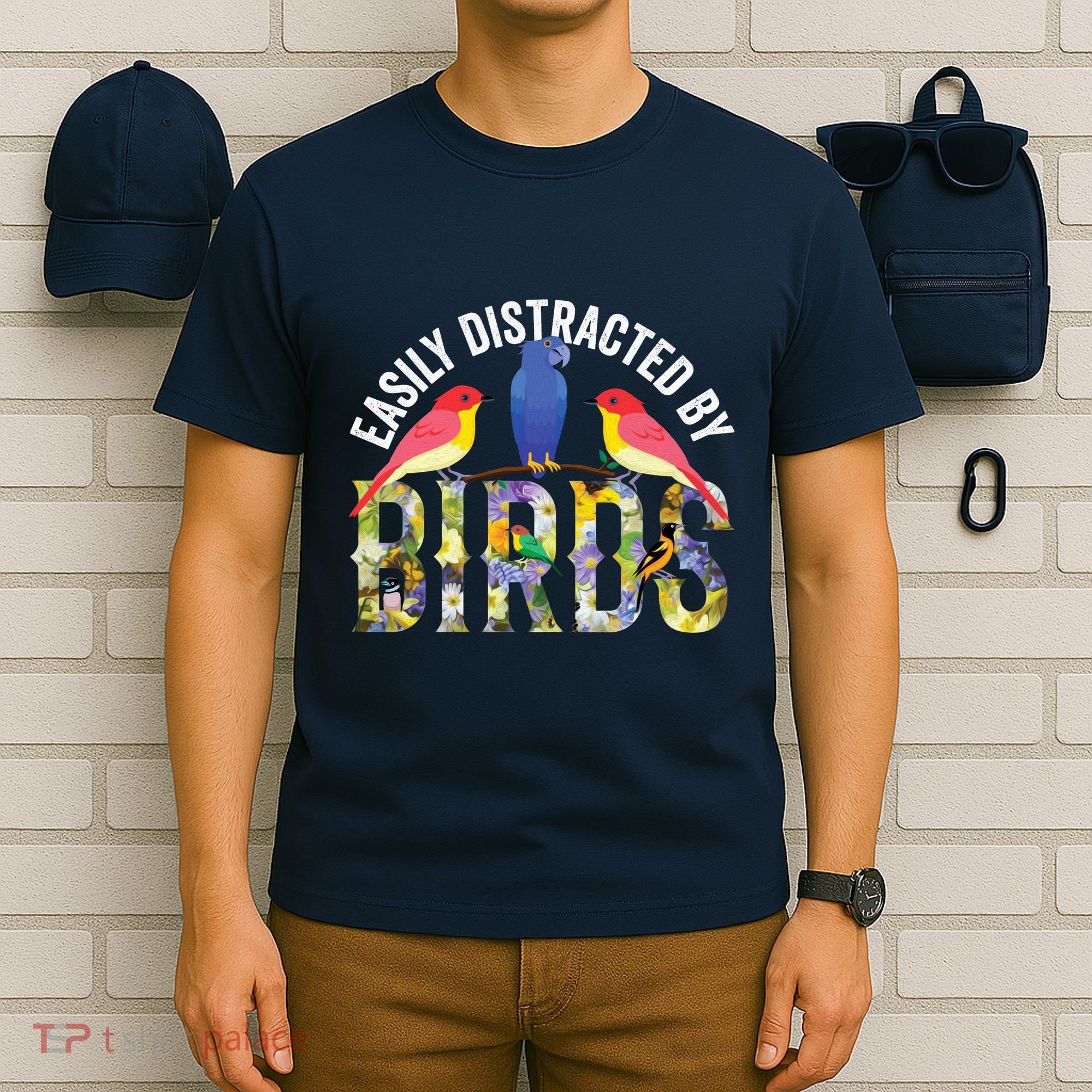 Easily Distracted By Birds Funny Bird Wtahers T-Shirt
