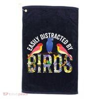 Easily Distracted By Birds Funny Bird Wtahers Golf Towel thumb 0