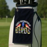 Easily Distracted By Birds Funny Bird Wtahers Golf Towel thumb 2