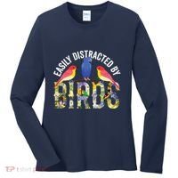 Easily Distracted By Birds Funny Bird Wtahers Women's Long Sleeve Shirt thumb 0