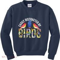 Easily Distracted By Birds Funny Bird Wtahers Kids Sweatshirt thumb 0