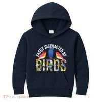 Easily Distracted By Birds Funny Bird Wtahers Kids Hoodie thumb 0