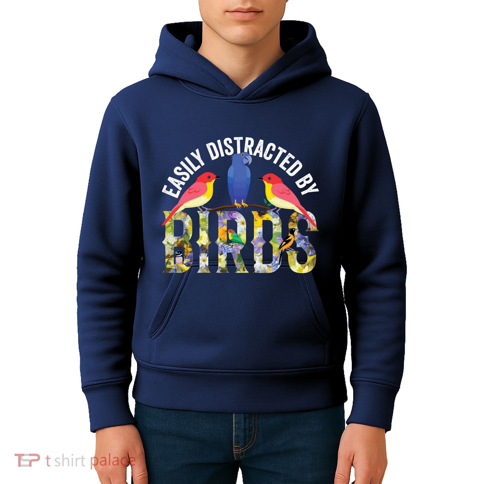 Easily Distracted By Birds Funny Bird Wtahers Kids Hoodie