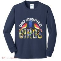 Easily Distracted By Birds Funny Bird Wtahers Kids Long Sleeve Shirt thumb 0