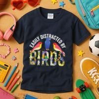 Easily Distracted By Birds Funny Bird Wtahers Kids T-Shirt thumb 3