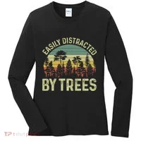 Easily Distracted By Trees Funny Tree Planting Trees Women's Long Sleeve Shirt thumb 0