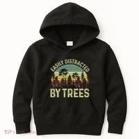 Easily Distracted By Trees Funny Tree Planting Trees Kids Hoodie thumb 0