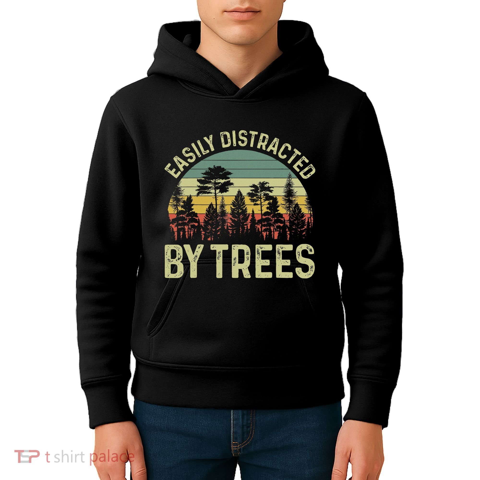 Easily Distracted By Trees Funny Tree Planting Trees Kids Hoodie