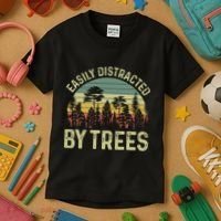 Easily Distracted By Trees Funny Tree Planting Trees Kids T-Shirt thumb 3