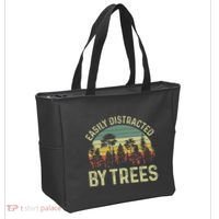 Easily Distracted By Trees Funny Tree Planting Trees Tote Bag thumb 2