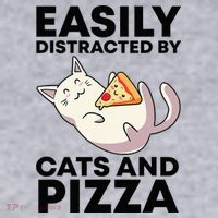 Easily Distracted By Cats And Pizza Kawaii Cat Lovers Gift Women's Sweatshirt thumb 2