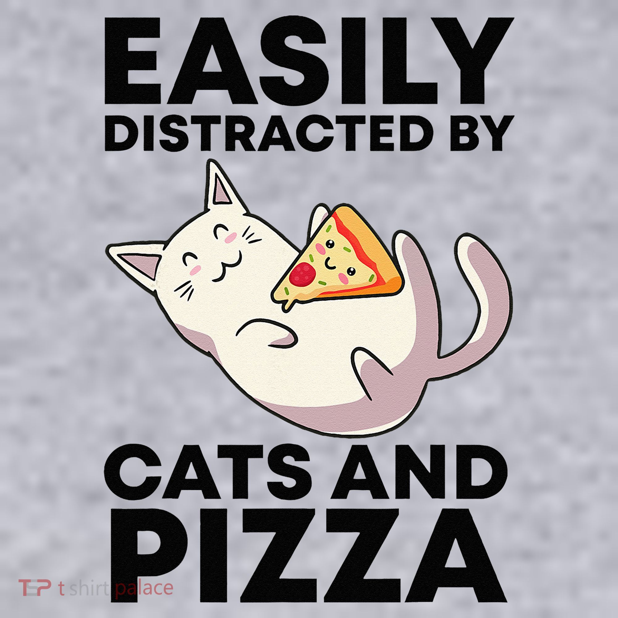 Easily Distracted By Cats And Pizza Kawaii Cat Lovers Gift Women's Sweatshirt