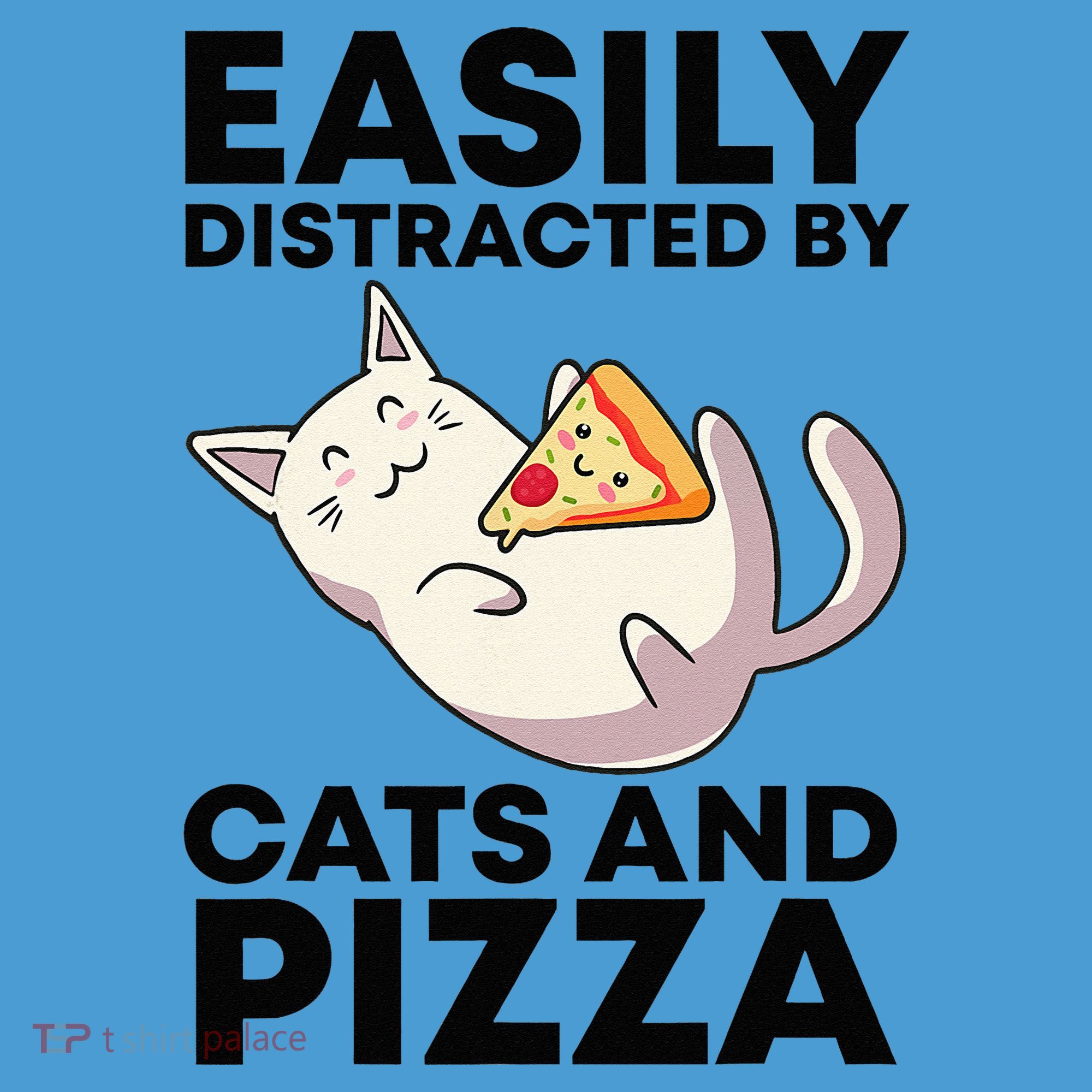 Easily Distracted By Cats And Pizza Kawaii Cat Lovers Gift Tie Dye Hoodie