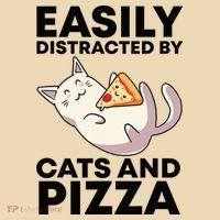 Easily Distracted By Cats And Pizza Kawaii Cat Lovers Gift Tote Bag thumb 4