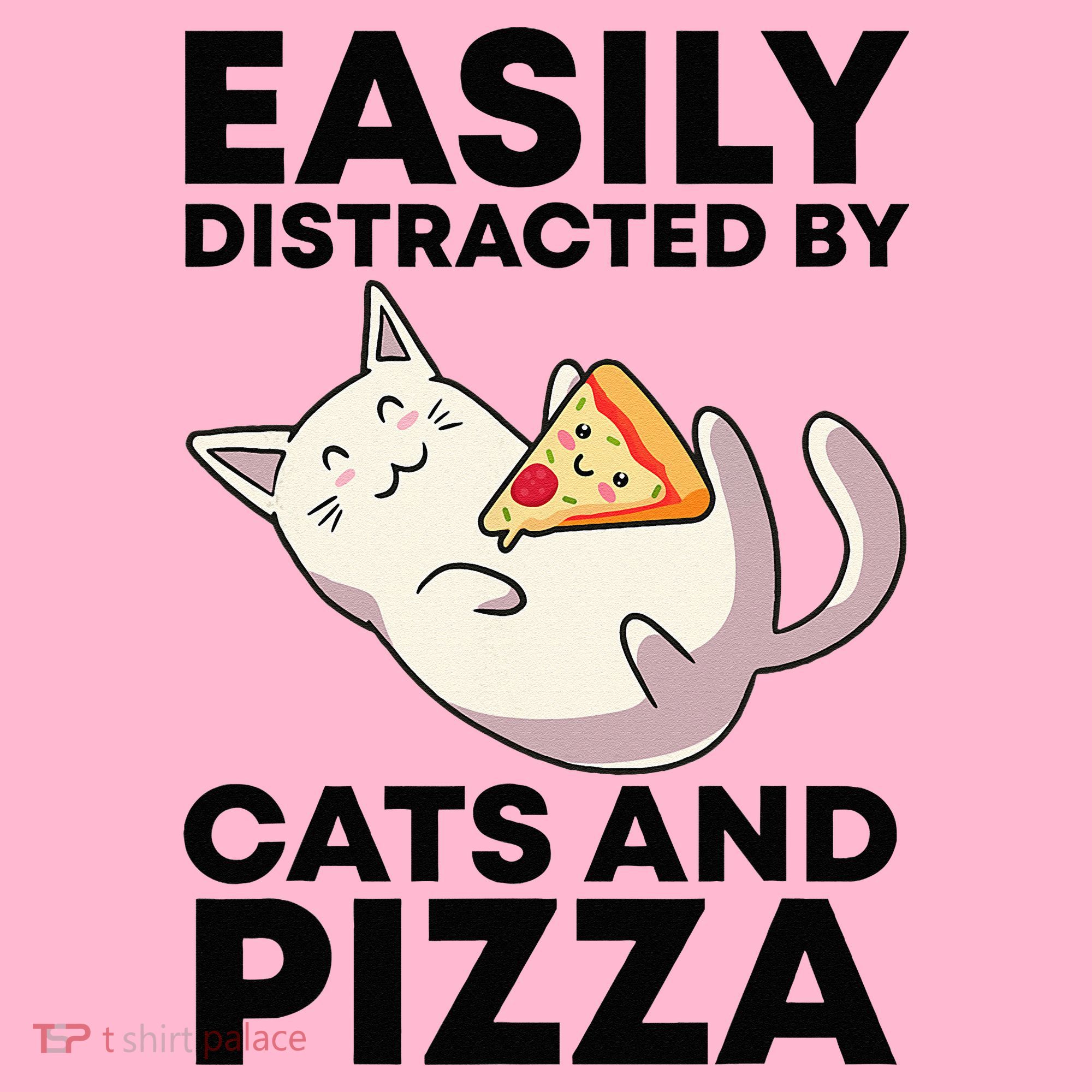 Easily Distracted By Cats And Pizza Kawaii Cat Lovers Gift Coaster
