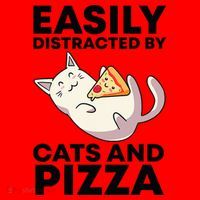 Easily Distracted By Cats And Pizza Kawaii Cat Lovers Gift Santa Hat thumb 1