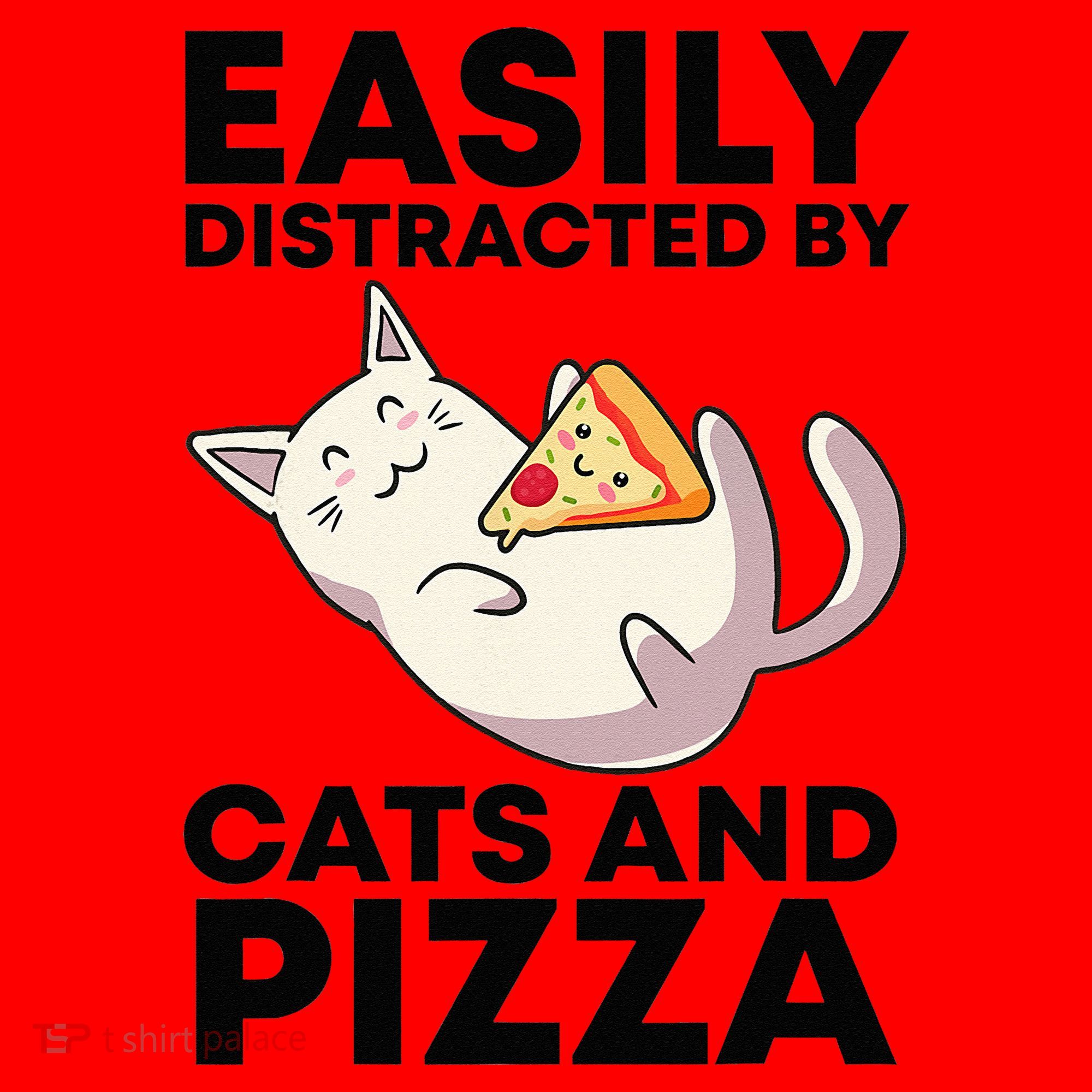 Easily Distracted By Cats And Pizza Kawaii Cat Lovers Gift Santa Hat
