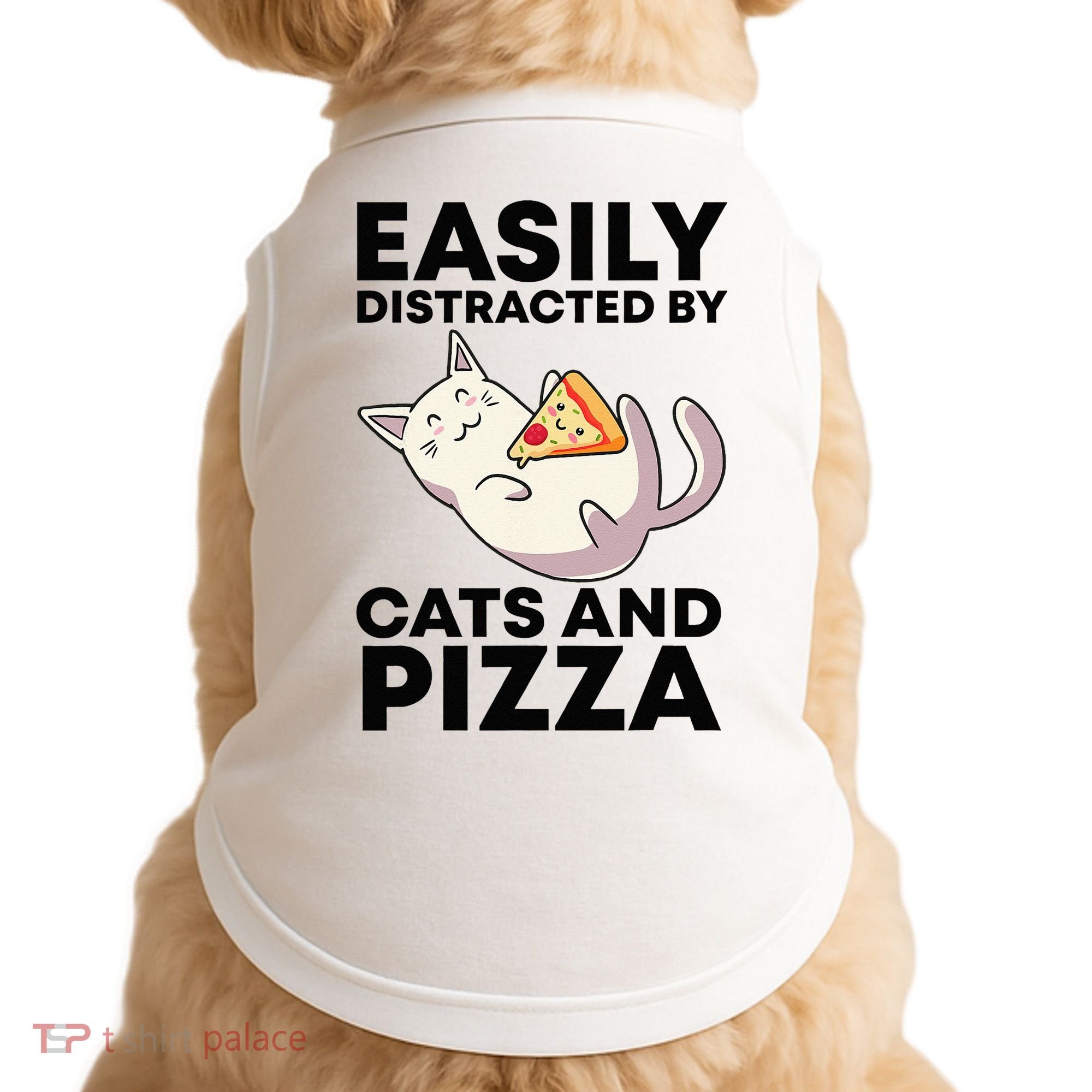 Easily Distracted By Cats And Pizza Kawaii Cat Lovers Gift Doggie Tank