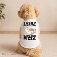 Easily Distracted By Cats And Pizza Kawaii Cat Lovers Gift Doggie Tank thumb 2