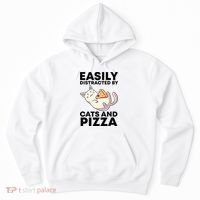 Easily Distracted By Cats And Pizza Kawaii Cat Lovers Gift Hoodie thumb 0