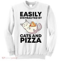 Easily Distracted By Cats And Pizza Kawaii Cat Lovers Gift Sweatshirt thumb 0