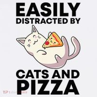 Easily Distracted By Cats And Pizza Kawaii Cat Lovers Gift T-Shirt thumb 7