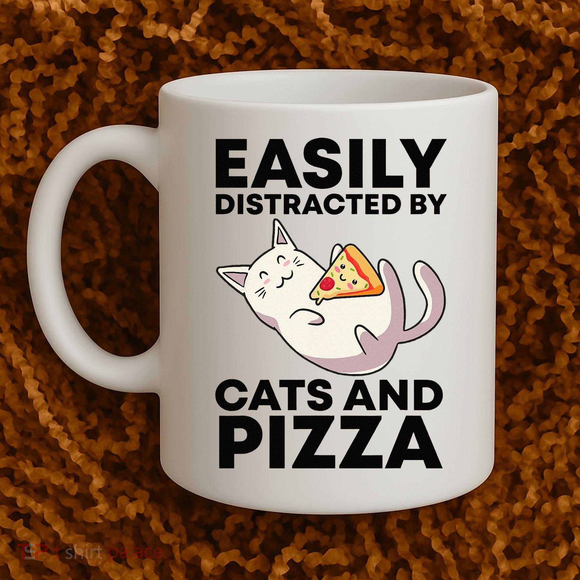 Easily Distracted By Cats And Pizza Kawaii Cat Lovers Gift Coffee Mug