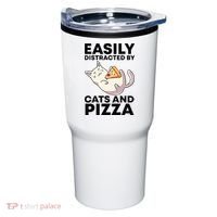 Easily Distracted By Cats And Pizza Kawaii Cat Lovers Gift Tumbler thumb 0