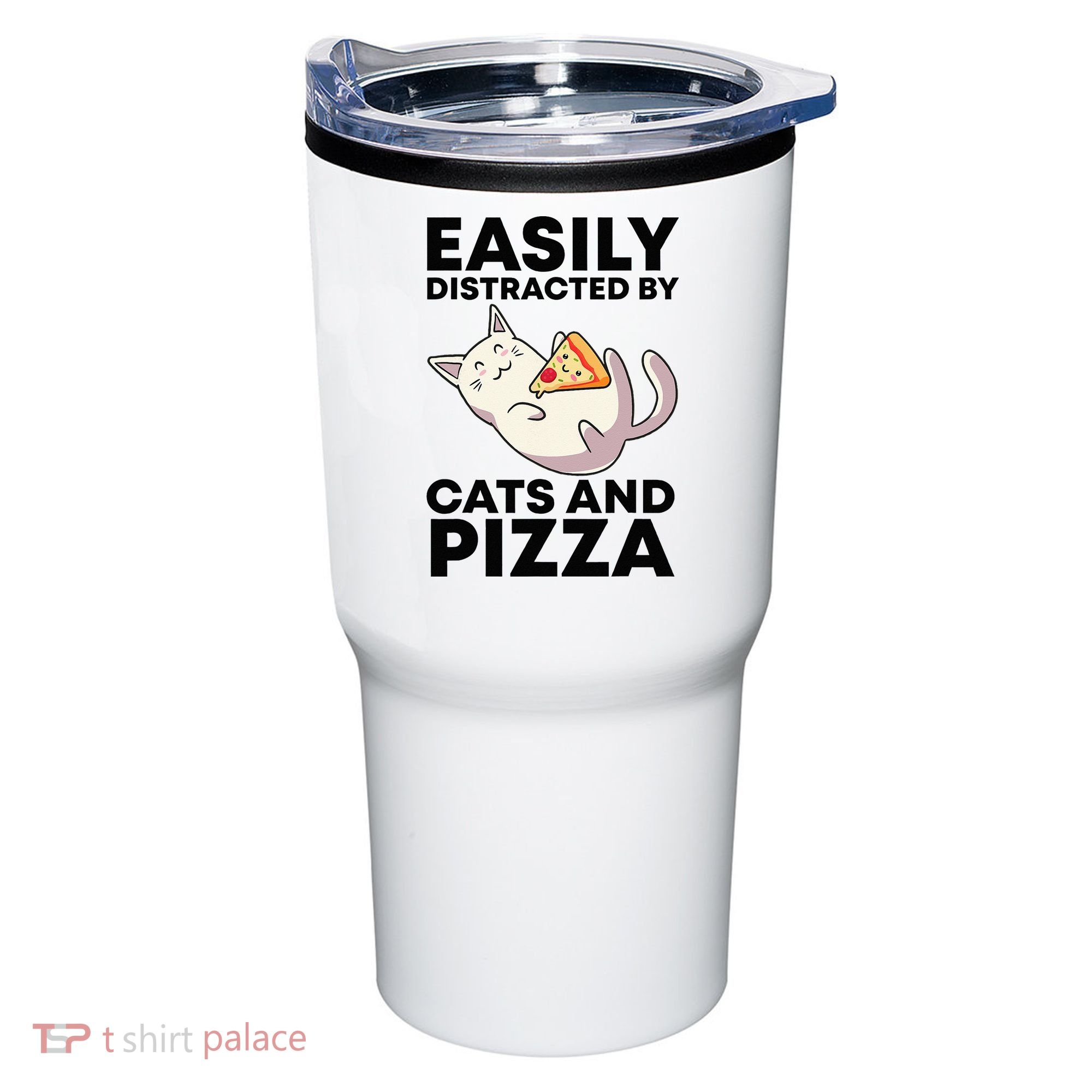 Easily Distracted By Cats And Pizza Kawaii Cat Lovers Gift Tumbler