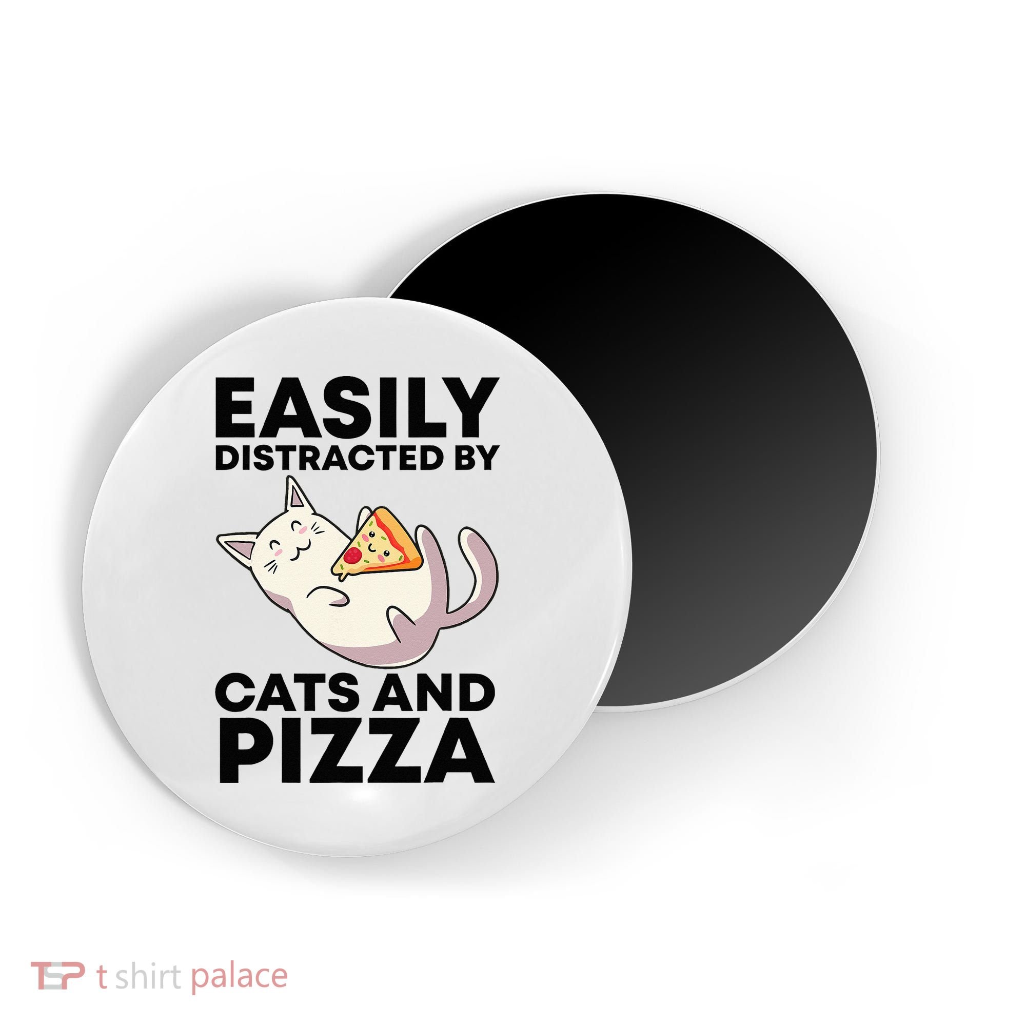 Easily Distracted By Cats And Pizza Kawaii Cat Lovers Gift Magnet