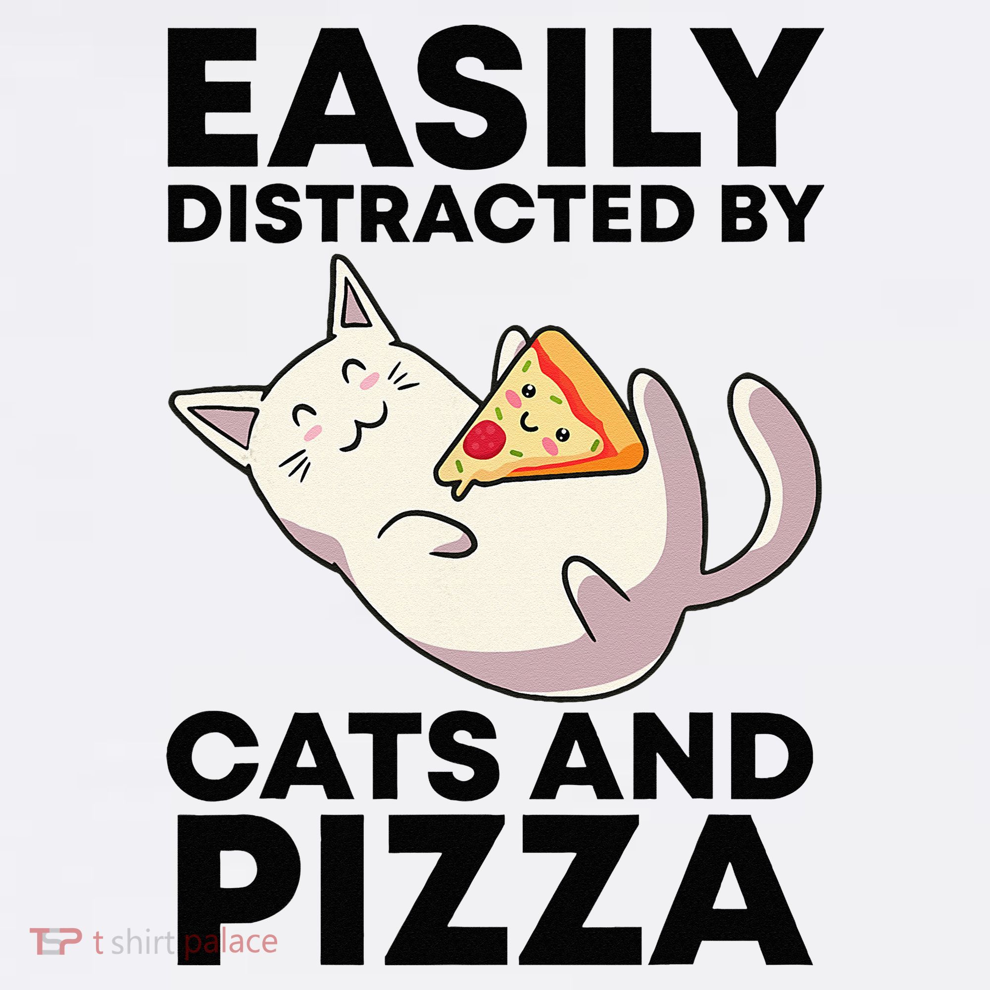 Easily Distracted By Cats And Pizza Kawaii Cat Lovers Gift Mousepad