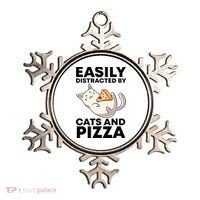 Easily Distracted By Cats And Pizza Kawaii Cat Lovers Gift Ornament thumb 0