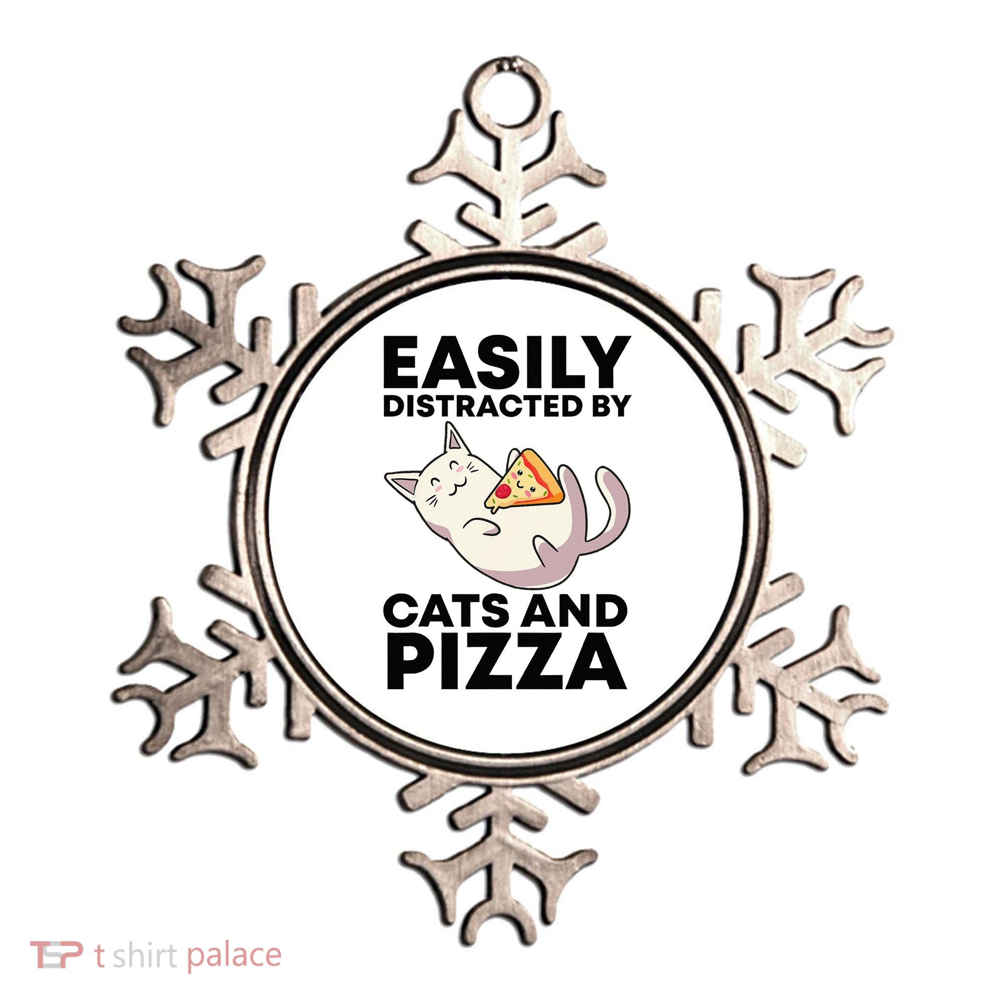 Easily Distracted By Cats And Pizza Kawaii Cat Lovers Gift Ornament