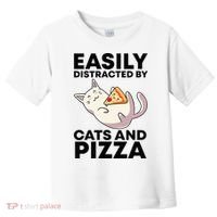 Easily Distracted By Cats And Pizza Kawaii Cat Lovers Gift Toddler T-Shirt thumb 0
