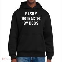 Easily Distracted By Dogs Funny Jokes Sarcastic District V.I.T. Heavyweight Hoodie thumb 0