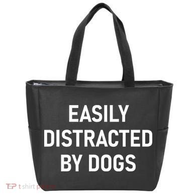 Easily Distracted By Dogs Funny Jokes Sarcastic Tote Bag
