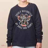 Easily Distracted By Dogs And Books Animal Book Lover Gift Women's Sweatshirt thumb 0