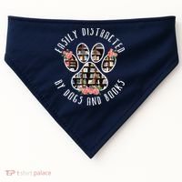 Easily Distracted By Dogs And Books Animal Book Lover Gift USA-Made Doggie Bandana thumb 0
