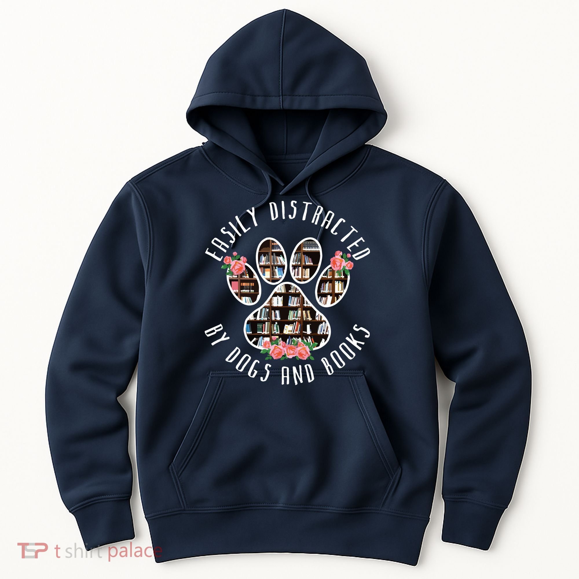 Easily Distracted By Dogs And Books Animal Book Lover Gift Hoodie