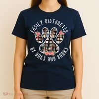 Easily Distracted By Dogs And Books Animal Book Lover Gift T-Shirt thumb 4